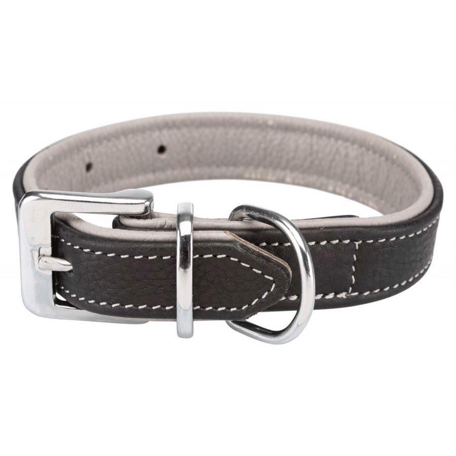 Active Comfort Læderhalsbånd Sort Grå 31-37 Cm