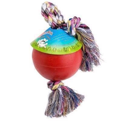 Jolly Romp- -roll Holdbar Og Punkterfri Bold Med Reb Rød 15 Cm