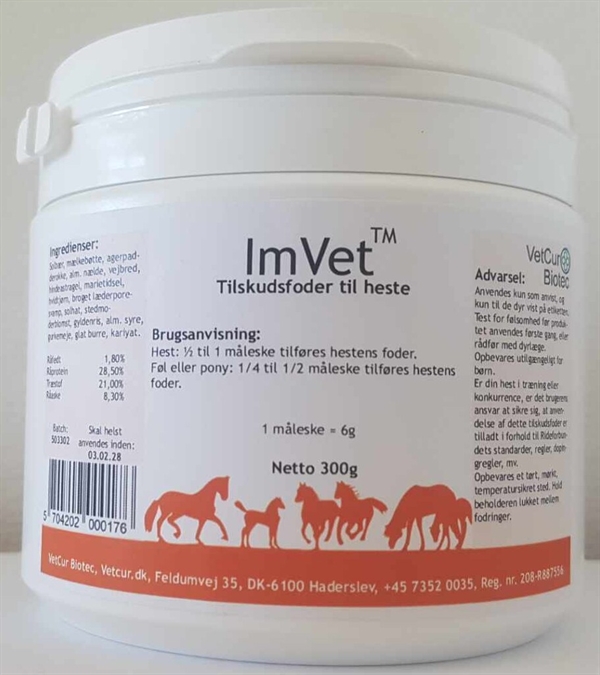 Vetcur Imvet Pulver Tilskud Til Hest 300g