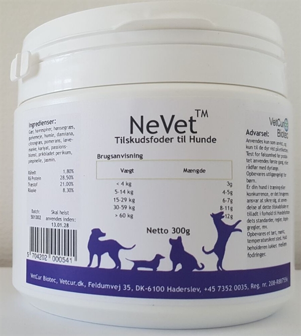 Vetcur Nevet Pulver Tilskud Til Hund Mod Adfærdsproblemer 300g