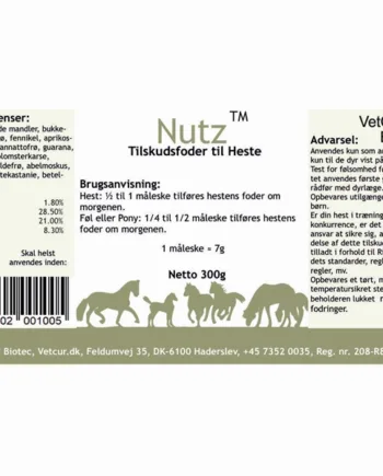 Vetcur Nutz Pulver Tilskud Til Hest  300g
