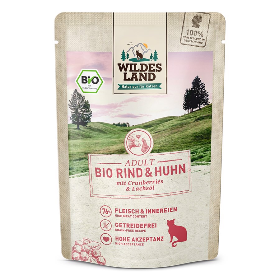 Wildes Land Cat Bio Beef Chicken 12 Pouches