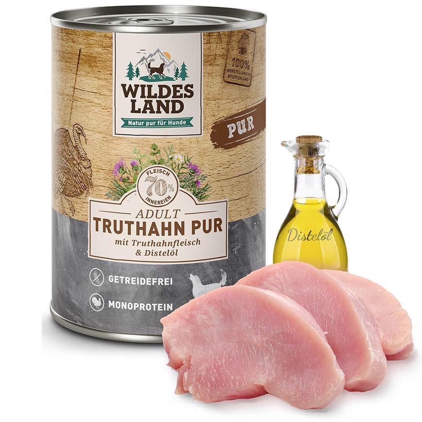Wildes Land Pur Kalkun Dåsemad Til Hunde 400g