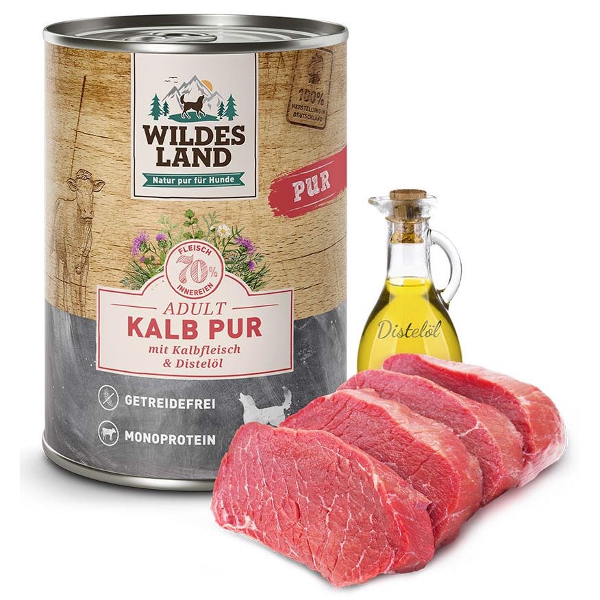Wildes Land Pur Kalv Dåsemad Til Hunde 400g