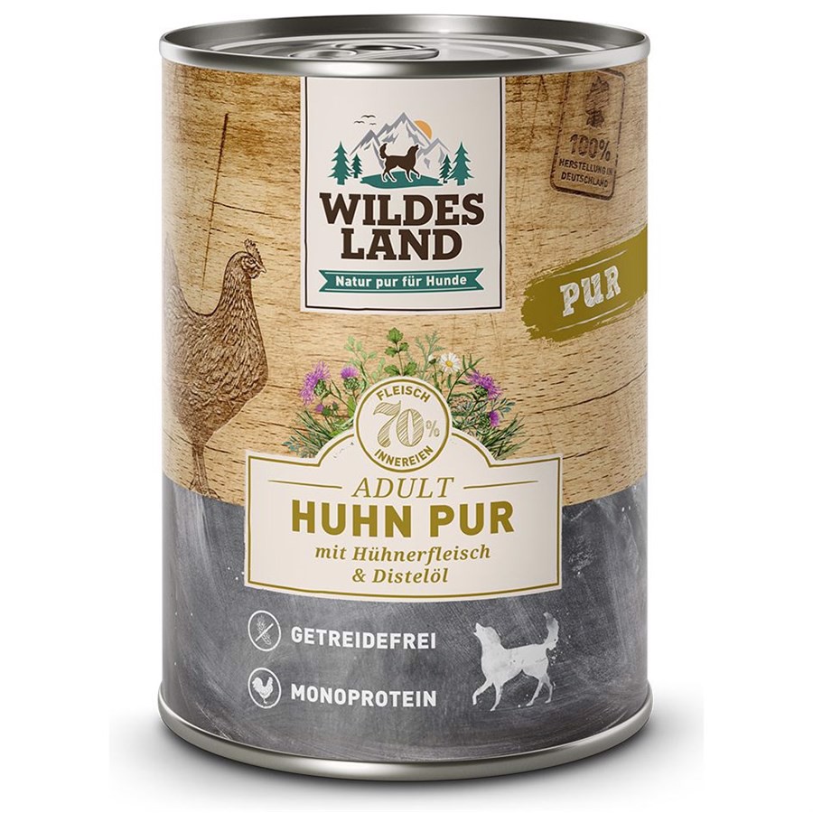 Wildes Land Pur Kylling Dåsemad Til Hunde 400g