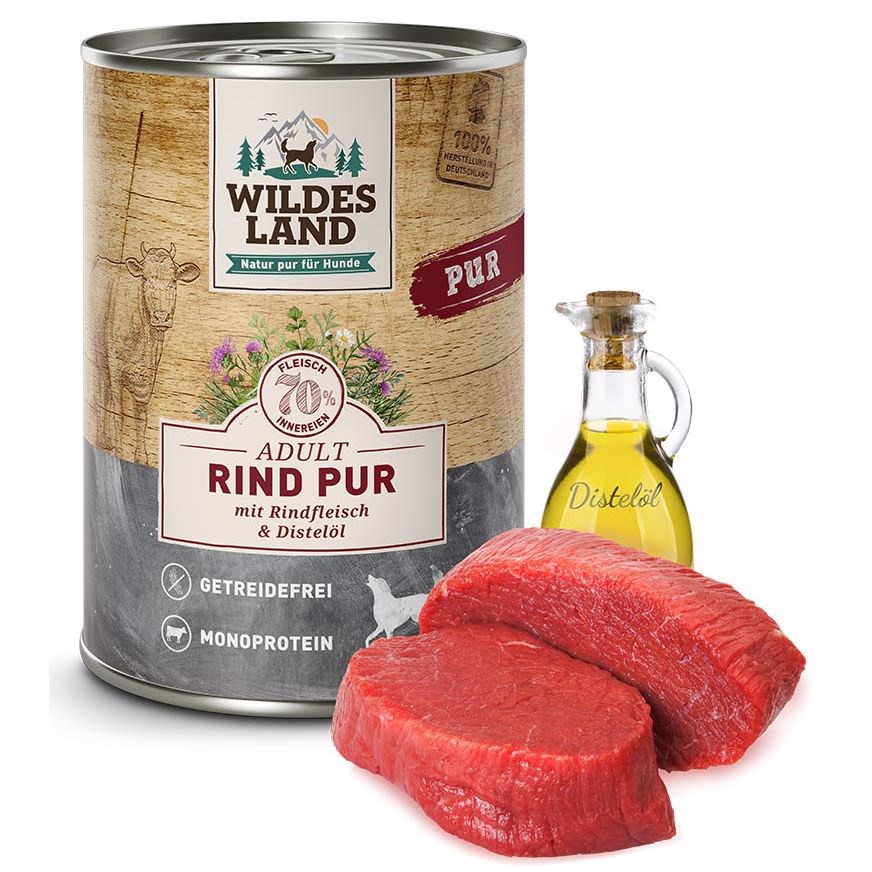 Wildes Land Pur Oksekød Dåsemad Til Hunde 400g
