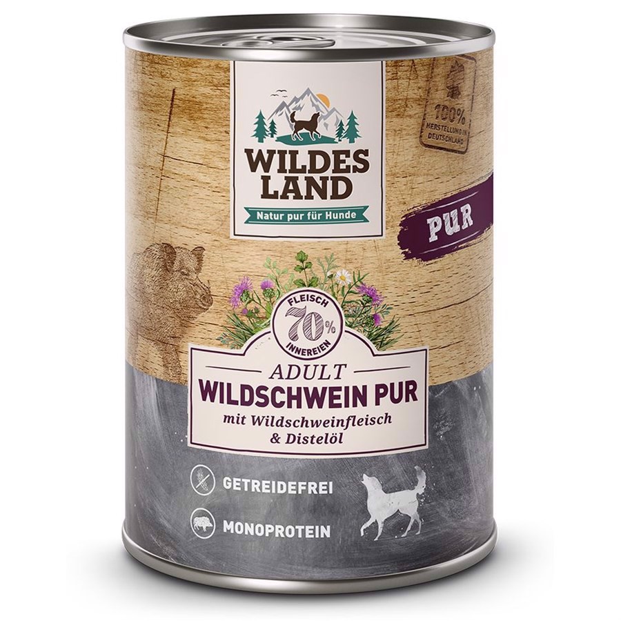 Wildes Land Pur Vildsvin Dåsemad Til Hunde 400g