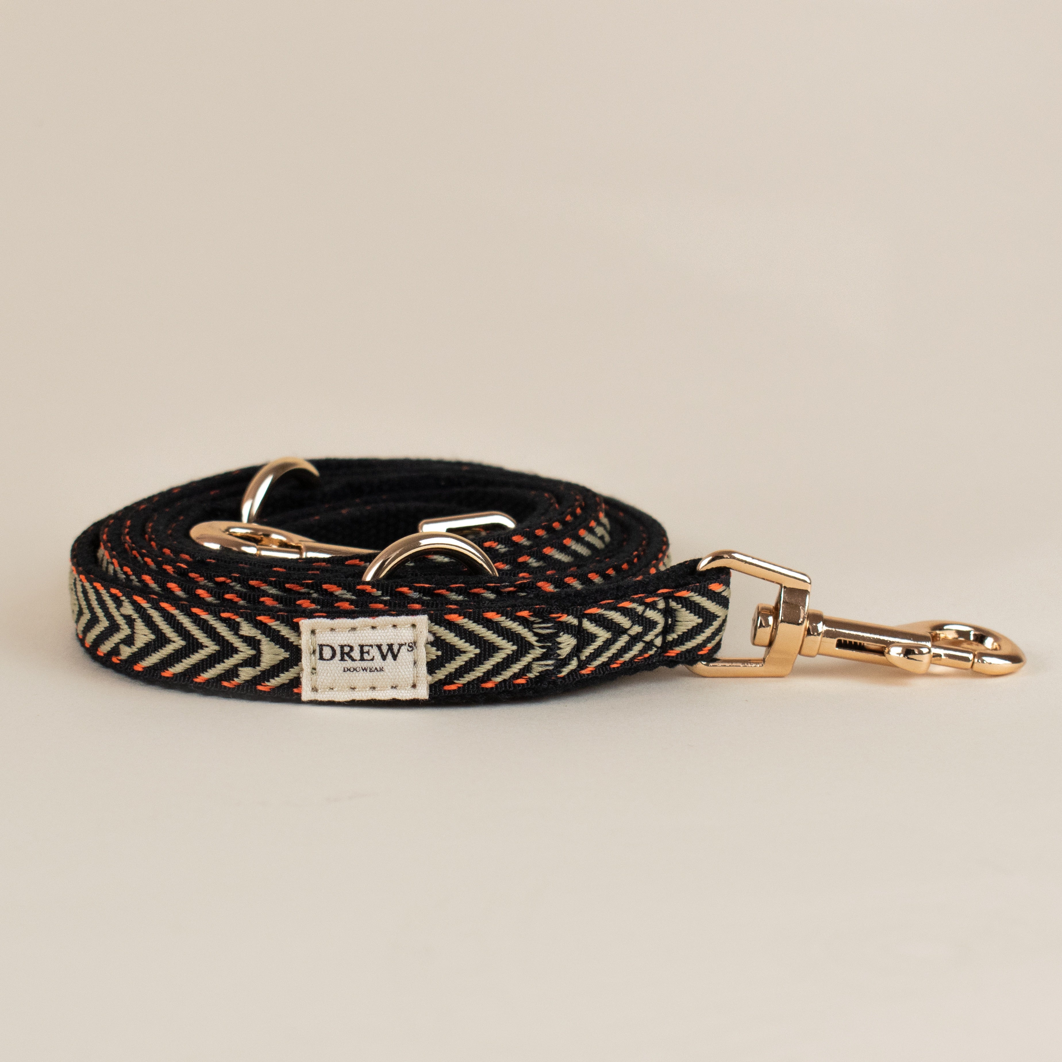 Bright Orange   Justerbar Hundesnor Af Bomuld  Orange Mønster    Meter   Orange Mønster