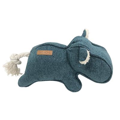 Akudim      Home Flodhest   Chenille  30x14cm  Farve : Blå Hundelegetøj Bomuld Quot Quot Polyester Alt Til Hunden