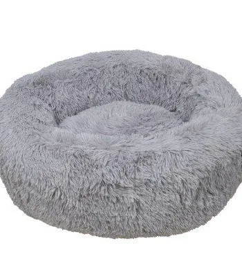 District70 Fuzz Donut Hundeseng  Lysegrå
