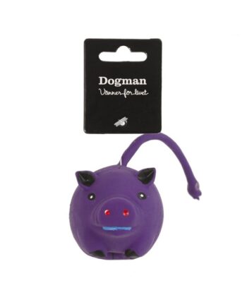 Dogman Hundelegetøj Latex Lilla Gris Med Piver 21cm