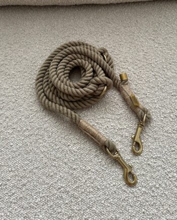 Khaki Hvalp   Justerbar Og Blød Hundesnor 250cm   Khaki