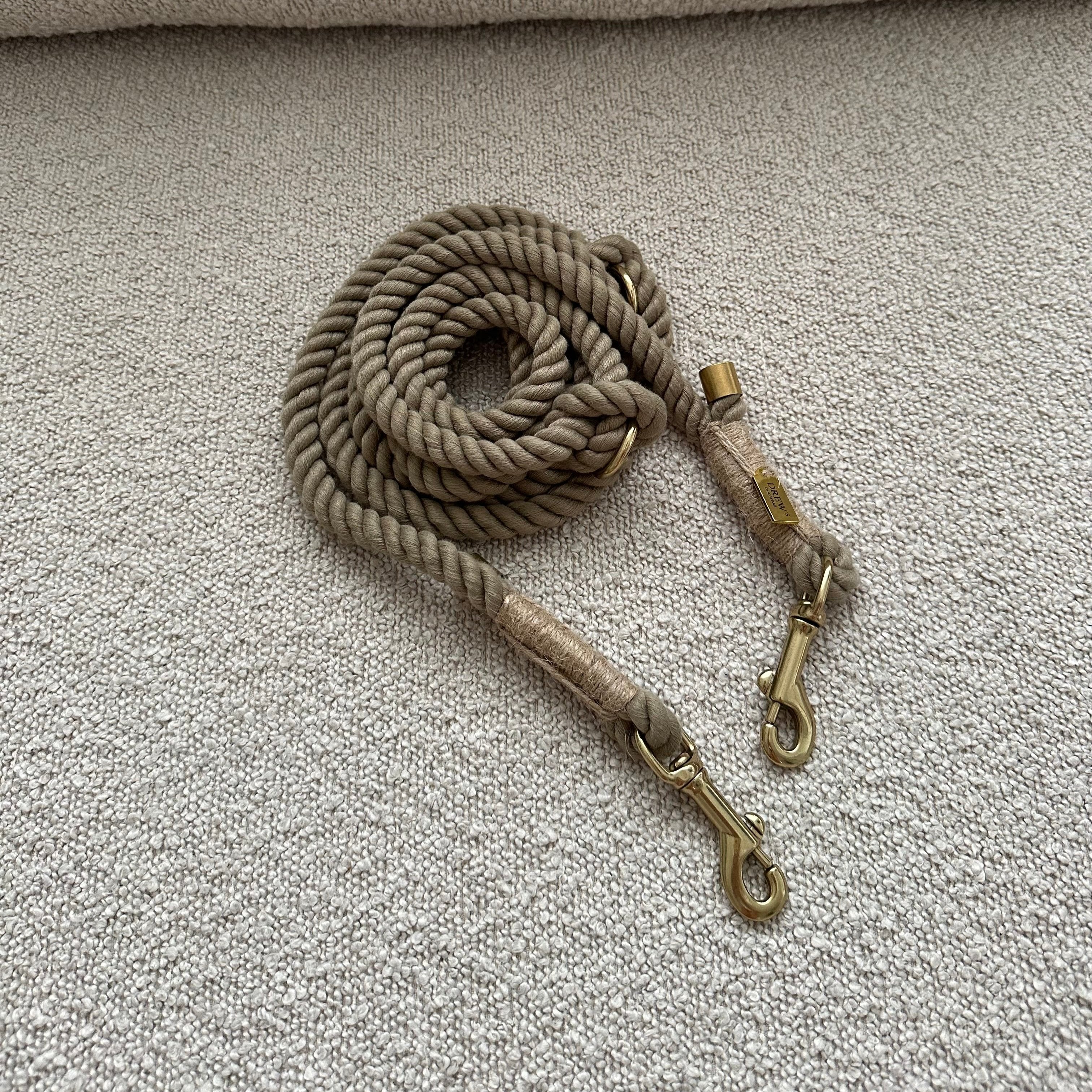 Khaki Hvalp   Justerbar Og Blød Hundesnor 250cm   Khaki