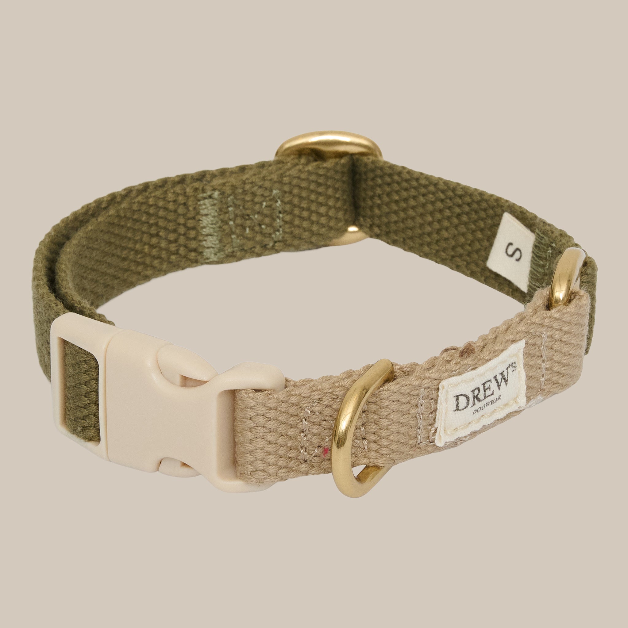 Olive   Blødt   Justerbart Halsbånd  Grøn Beige  Xs