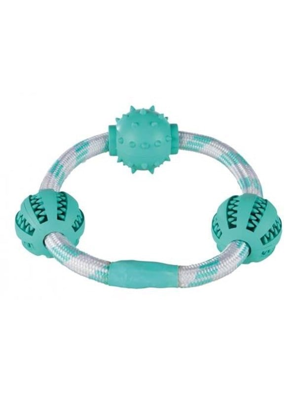 Trixie Denta Fun Rope Ring With Balls Mint Flav Rubber 20 Cm Cm